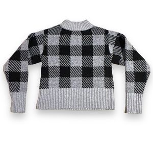 Poof Junior’s Small Black Grey Checkered Sweater High Neck Women’s XS LongSleeve